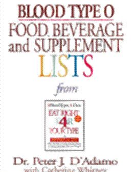 Blood Type O: Food, Beverage and Supplemental Lists on Sale